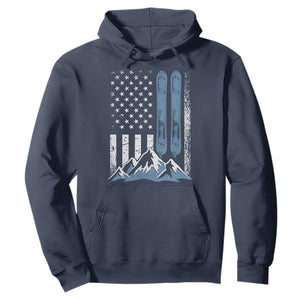 Alpine Skiing Skier Hoodie Vintage American Flag Winter Sport TS11 Navy Print Your Wear