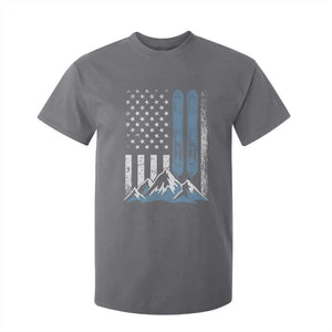 Alpine Skiing Skier T Shirt For Kid Vintage American Flag Winter Sport TS11 Charcoal Print Your Wear