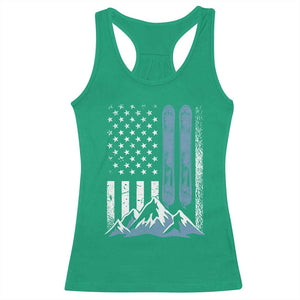 Funny Snowboarding Racerback Tank Top Vintage American Flag Snowboard Winter Sport TS11 Irish Green Print Your Wear