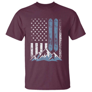 Alpine Skiing Skier T Shirt Vintage American Flag Winter Sport TS11 Maroon Print Your Wear