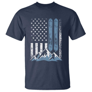 Alpine Skiing Skier T Shirt Vintage American Flag Winter Sport TS11 Navy Print Your Wear