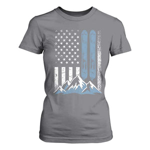 Alpine Skiing Skier T Shirt For Women Vintage American Flag Winter Sport TS11 Charcoal Print Your Wear