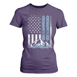 Alpine Skiing Skier T Shirt For Women Vintage American Flag Winter Sport TS11 Purple Print Your Wear