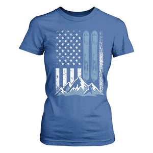 Alpine Skiing Skier T Shirt For Women Vintage American Flag Winter Sport TS11 Royal Blue Print Your Wear
