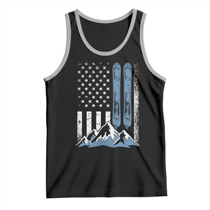 Funny Snowboarding Tank Top Vintage American Flag Snowboard Winter Sport TS11 Black Athletic Heather Print Your Wear