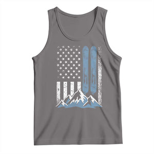 Alpine Skiing Skier Tank Top Vintage American Flag Winter Sport TS11 Deep Heather Print Your Wear
