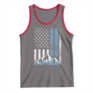 Alpine Skiing Skier Tank Top Vintage American Flag Winter Sport TS11 Deep Heather Red Print Your Wear