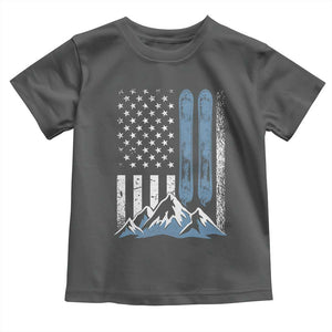 Funny Snowboarding Toddler T Shirt Vintage American Flag Snowboard Winter Sport TS11 Dark Heather Print Your Wear