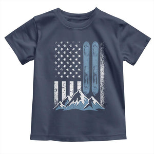 Alpine Skiing Skier Toddler T Shirt Vintage American Flag Winter Sport TS11 Navy Print Your Wear