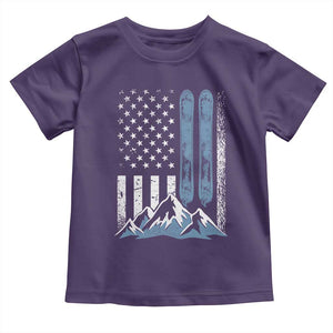 Funny Snowboarding Toddler T Shirt Vintage American Flag Snowboard Winter Sport TS11 Purple Print Your Wear