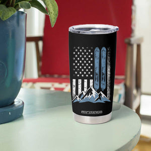 Funny Snowboarding Tumbler Cup Vintage American Flag Snowboard Winter Sport TS11 Print Your Wear