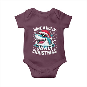 Funny Xmas Shark Baby Onesie Have A Holly Jawly Christmas Santa Hat TS11 Maroon Print Your Wear