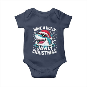 Funny Xmas Shark Baby Onesie Have A Holly Jawly Christmas Santa Hat TS11 Navy Print Your Wear