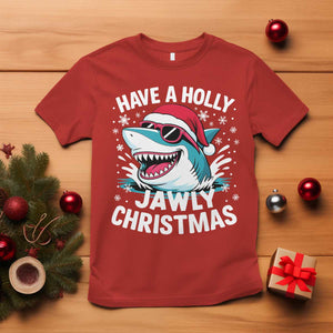 Funny Xmas Shark T Shirt Have A Holly Jawly Christmas Santa Hat TS11 Red Print Your Wear