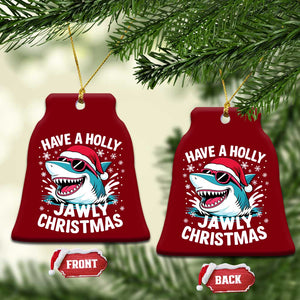 Funny Xmas Shark Ceramic Ornament Have A Holly Jawly Christmas Santa Hat TS11 Print Your Wear