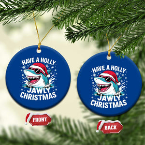 Funny Xmas Shark Ceramic Ornament Have A Holly Jawly Christmas Santa Hat TS11 1pc Blue Print Your Wear