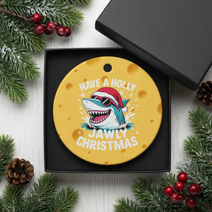 Funny Xmas Shark Ceramic Ornament Have A Holly Jawly Christmas Santa Hat TS11 1pc Yellow Cheese Print Your Wear