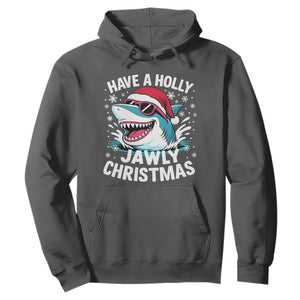 Funny Xmas Shark Hoodie Have A Holly Jawly Christmas Santa Hat TS11 Dark Heather Print Your Wear