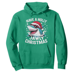 Funny Xmas Shark Hoodie Have A Holly Jawly Christmas Santa Hat TS11 Irish Green Print Your Wear