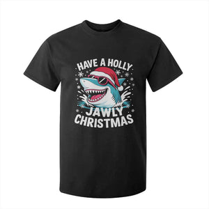 Funny Xmas Shark T Shirt For Kid Have A Holly Jawly Christmas Santa Hat TS11 Black Print Your Wear
