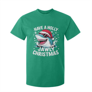 Funny Xmas Shark T Shirt For Kid Have A Holly Jawly Christmas Santa Hat TS11 Irish Green Print Your Wear