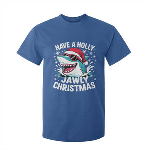 Funny Xmas Shark T Shirt For Kid Have A Holly Jawly Christmas Santa Hat TS11 Royal Blue Print Your Wear