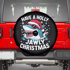 Funny Xmas Shark Spare Tire Cover Have A Holly Jawly Christmas Santa Hat TS11 Black Print Your Wear