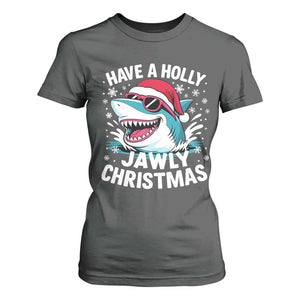 Funny Xmas Shark T Shirt For Women Have A Holly Jawly Christmas Santa Hat TS11 Dark Heather Print Your Wear