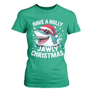 Funny Xmas Shark T Shirt For Women Have A Holly Jawly Christmas Santa Hat TS11 Irish Green Print Your Wear