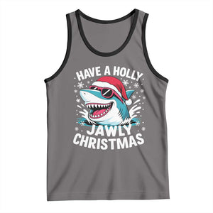 Funny Xmas Shark Tank Top Have A Holly Jawly Christmas Santa Hat TS11 Deep Heather Black Print Your Wear