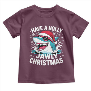 Funny Xmas Shark Toddler T Shirt Have A Holly Jawly Christmas Santa Hat TS11 Maroon Print Your Wear