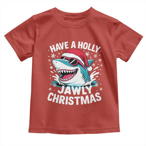 Funny Xmas Shark Toddler T Shirt Have A Holly Jawly Christmas Santa Hat TS11 Red Print Your Wear