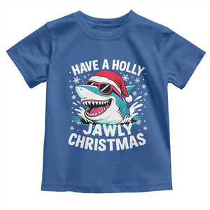 Funny Xmas Shark Toddler T Shirt Have A Holly Jawly Christmas Santa Hat TS11 Royal Blue Print Your Wear