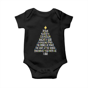 Christian Christmas Baby Onesie Jesus Wonderful Counselor Mighty God Xmas Tree TS11 Black Print Your Wear