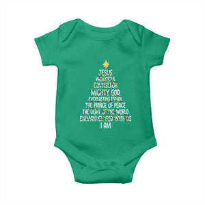 Christian Christmas Baby Onesie Jesus Wonderful Counselor Mighty God Xmas Tree TS11 Irish Green Print Your Wear