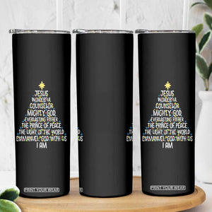 Christian Christmas Skinny Tumbler Jesus Wonderful Counselor Mighty God Xmas Tree TS11 Print Your Wear