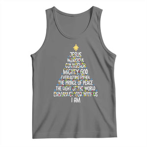 Christian Christmas Tank Top Jesus Wonderful Counselor Mighty God Xmas Tree TS11 Black Heather Print Your Wear