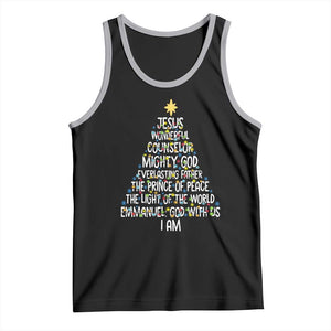 Christian Christmas Tank Top Jesus Wonderful Counselor Mighty God Xmas Tree TS11 Black Athletic Heather Print Your Wear