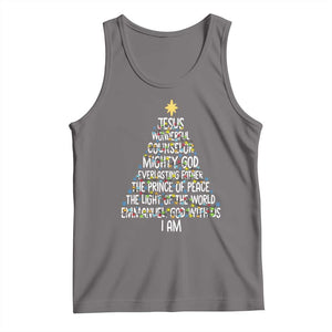 Christian Christmas Tank Top Jesus Wonderful Counselor Mighty God Xmas Tree TS11 Deep Heather Print Your Wear