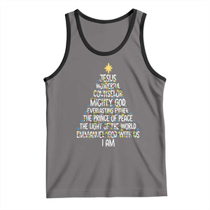 Christian Christmas Tank Top Jesus Wonderful Counselor Mighty God Xmas Tree TS11 Deep Heather Black Print Your Wear