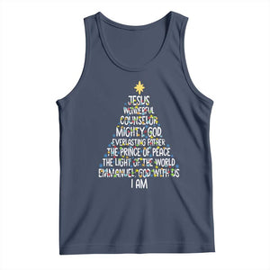Christian Christmas Tank Top Jesus Wonderful Counselor Mighty God Xmas Tree TS11 Navy Print Your Wear