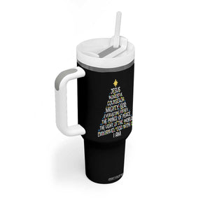 Christian Christmas Tumbler With Handle Jesus Wonderful Counselor Mighty God Xmas Tree TS11 Print Your Wear