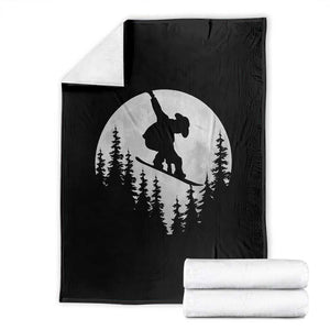 Funny Snowboard Cowboy Moon Snowboarding Winter Sports Throw Blanket TS11 Black Print Your Wear