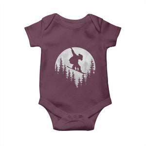 Funny Snowboard Cowboy Moon Snowboarding Winter Sports Baby Onesie TS11 Maroon Print Your Wear