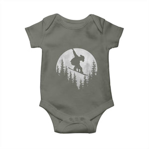 Funny Snowboard Cowboy Moon Snowboarding Winter Sports Baby Onesie TS11 Military Green Print Your Wear
