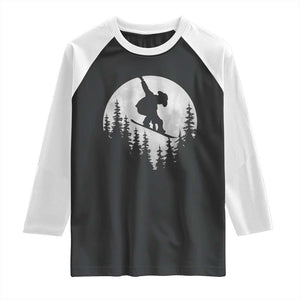 Funny Snowboard Cowboy Moon Snowboarding Winter Sports Raglan Shirt TS11 Black White Print Your Wear