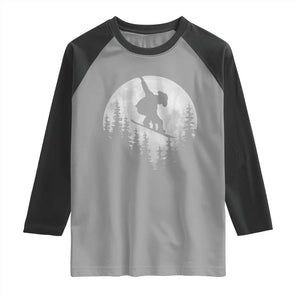 Funny Snowboard Cowboy Moon Snowboarding Winter Sports Raglan Shirt TS11 Sport Gray Black Print Your Wear