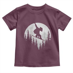 Funny Snowboard Cowboy Moon Snowboarding Winter Sports Toddler T Shirt TS11 Maroon Print Your Wear