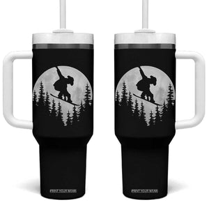 Funny Snowboard Cowboy Moon Snowboarding Winter Sports Tumbler With Handle TS11 One Size: 40 oz Black Print Your Wear