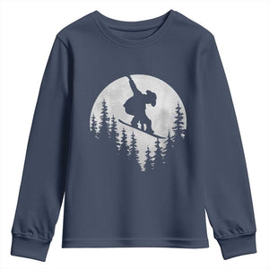 Funny Snowboard Cowboy Moon Snowboarding Winter Sports Youth Sweatshirt TS11 Navy Print Your Wear